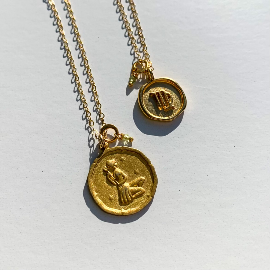 Virgo Symbol Coin Necklace